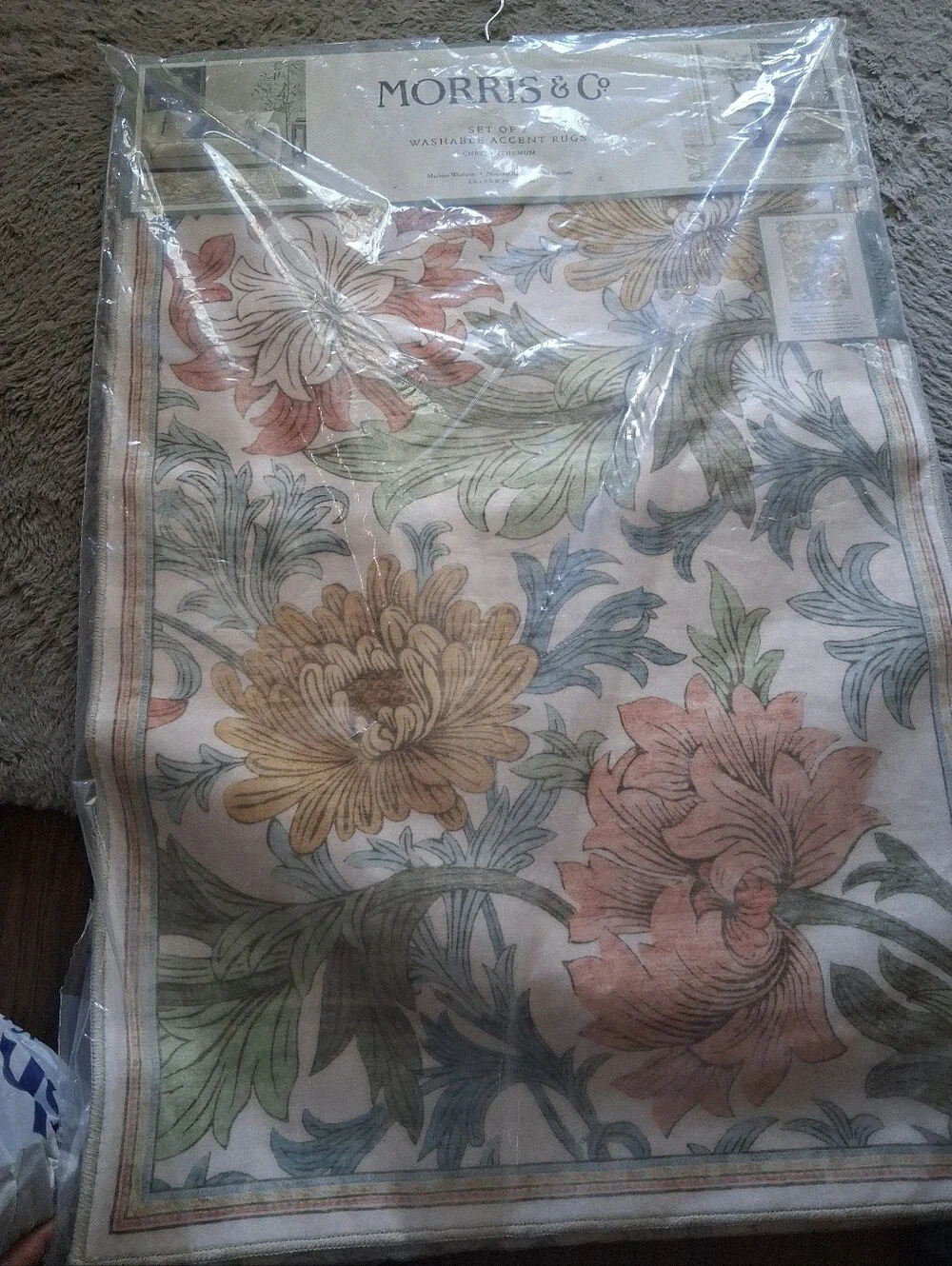 Morris & Co. 2 Piece Washable Accent Rug Set Chrysanthemum NWT